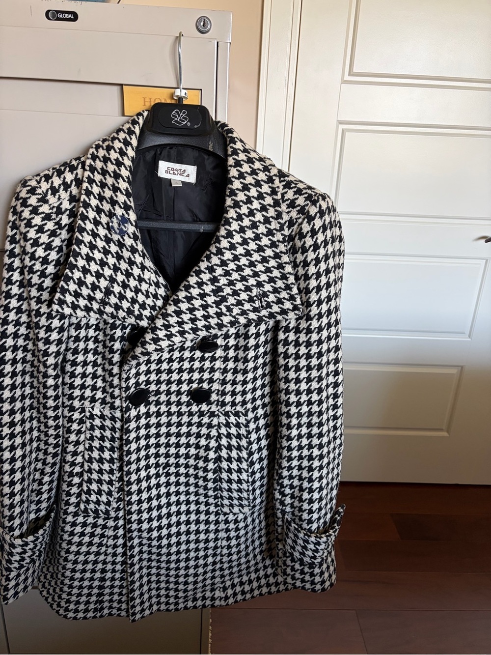 Cotton On Black & White Houndstooth Peacoat